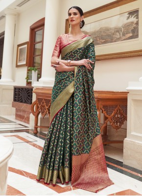 Green Weaving Patola Silk  Classic Saree