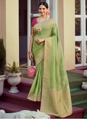 Green Woven Classic Saree