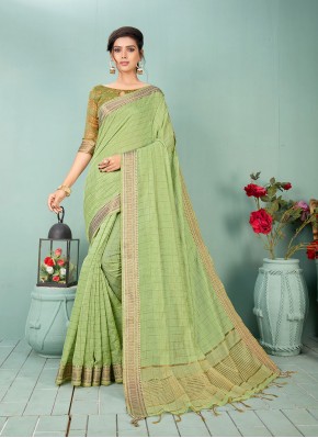 Green Woven Cotton Silk Traditional Saree