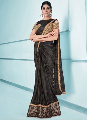 Grey Embroidered Lycra Classic Saree