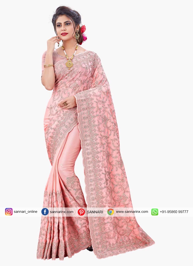 Gripping Resham Pink Designer Saree