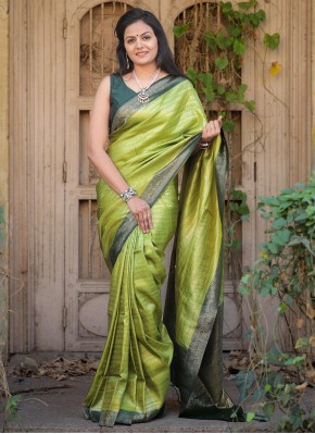 Groovy Silk Green Jacquard Work Contemporary Saree