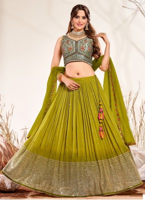 Hand Embroidery Work Georgette Designer Readymade Lehngha Choli in