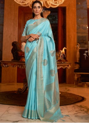 Handloom silk Fancy Blue Designer Traditional Saree