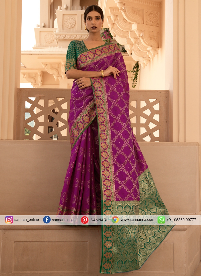 Handloom silk Traditional Saree in Purple