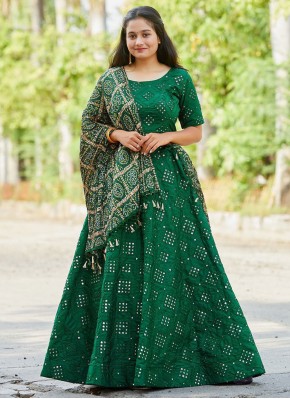 Haute Banglori Silk Mirror Green Lehenga Choli