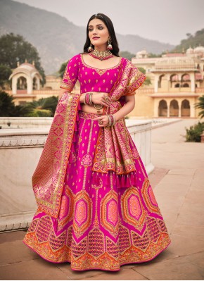 Haute Silk Zari Pink Designer Lehenga Choli