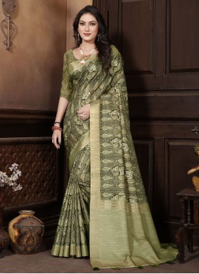 Haute Weaving Banarasi Silk Green Saree