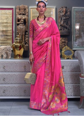 Haute Weaving Rani Organza Trendy Saree