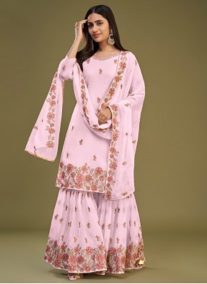 Heavenly Embroidered Pink Georgette Salwar Kameez