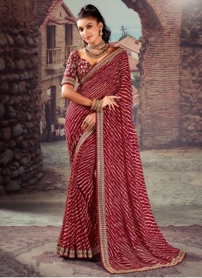 Honourable Georgette Embroidered Trendy Saree