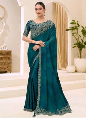 Ideal Rama Border Chiffon Satin Contemporary Saree