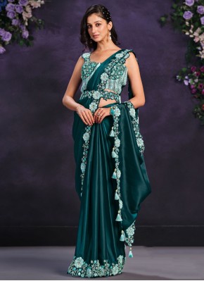Ideal Satin Silk Sequins Trendy Saree