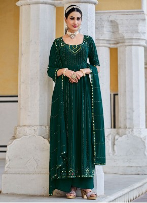 Immaculate Georgette Green Anarkali Salwar Suit