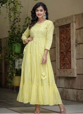 Immaculate Mirror Yellow Designer Gown