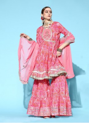 Immaculate Printed Pink Sharara Set