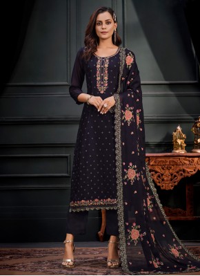 Impeccable Embroidered Navy Blue Trendy Suit 