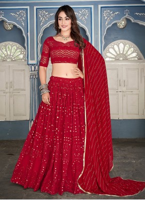 Impeccable Red Ceremonial Trendy Lehenga Choli