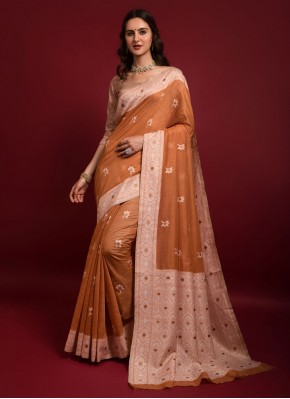 Imposing Banarasi Silk Rust Classic Saree