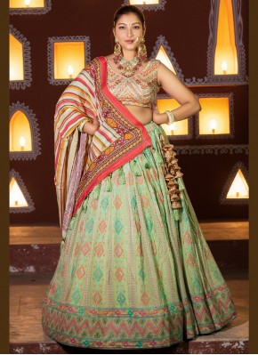 Imposing Chiffon Multi Color Thread Work Designer Readymade Lehngha Choli