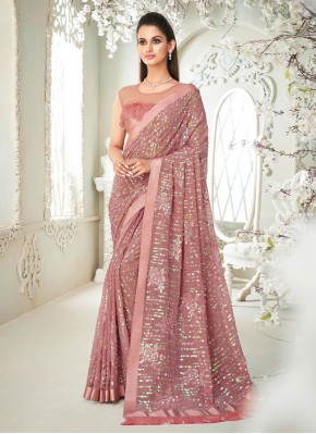 Imposing Fancy Pink Saree