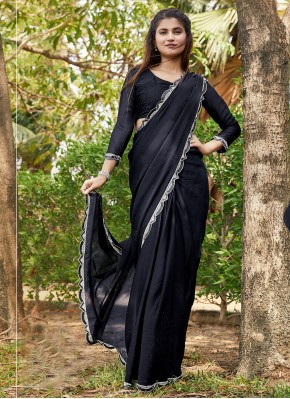Impressive Satin Silk Black Classic Saree