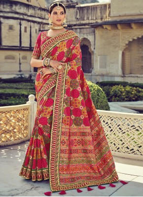 Intricate Handwork Patola Silk  Multi Colour Designer Traditional Saree