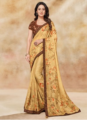 Intricate Yellow Raw Silk Contemporary Style Saree