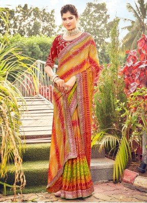 Intriguing Chiffon Multi Colour Contemporary Style Saree