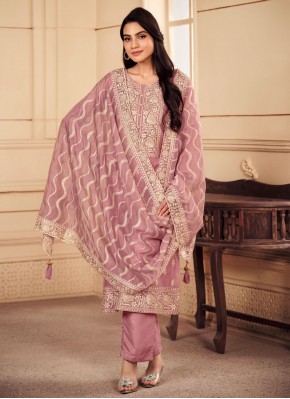 Intrinsic Pink Embroidered Organza Salwar Suit