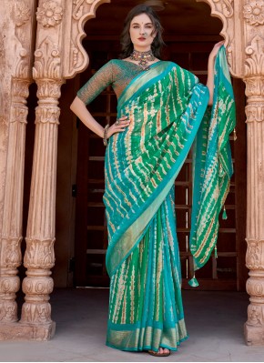 Invaluable Green and Turquoise Ceremonial Saree
