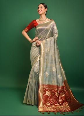 Invigorating Weaving Grey Patola Silk  Classic Saree