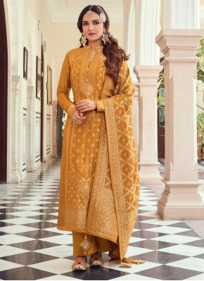  Jasmin Bhasin Embroidered Mustard Designer Pakistani Salwar Suit