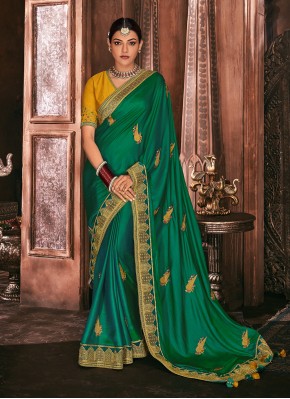 Kajal Aggarwal Fancy Fabric Green Designer Traditional Saree
