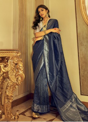 Kanjivaram Silk Classic Saree in Navy Blue