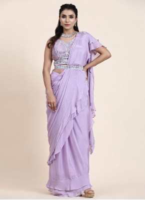 Lavender Chiffon Designer Saree