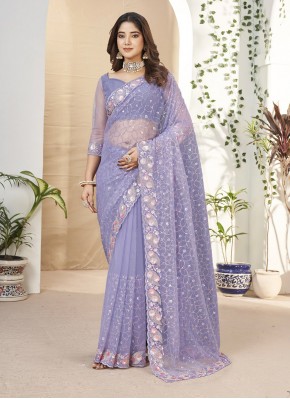 Lavender Engagement Fancy Fabric Trendy Saree