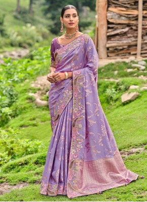 Lavender Silk Wedding Contemporary Saree