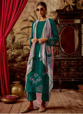 Lavish Embroidered Green Salwar Suit 