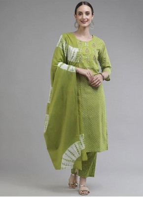 Lavish Green Printed Cotton Readymade Salwar Suit