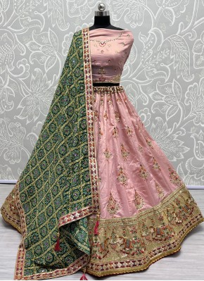 Lehenga Choli Zari Silk in Pink