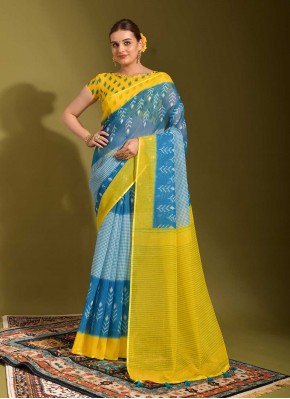 Linen Trendy Saree in Yellow