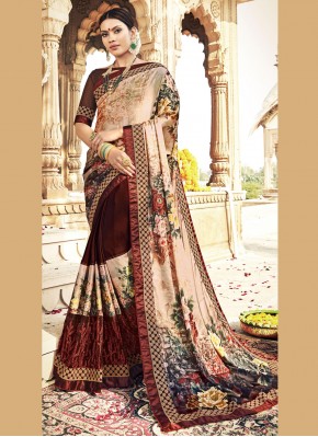 Lively Embroidered Art Silk Contemporary Style Saree