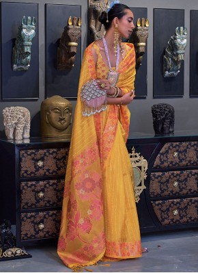 Lively Organza Yellow Weaving Trendy Saree