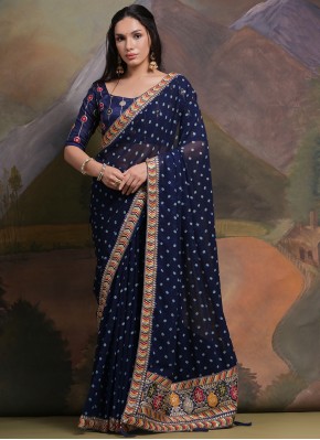 Magnetize Georgette Blue Sequins Contemporary Style Saree