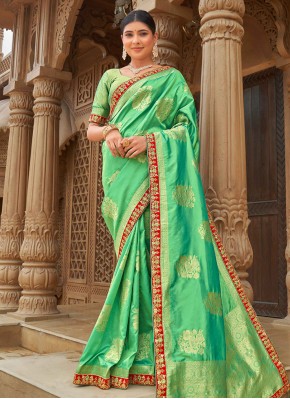 Majestic Banarasi Silk Green Weaving Classic Saree