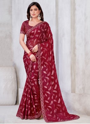 Maroon Georgette Party Contemporary Style Saree