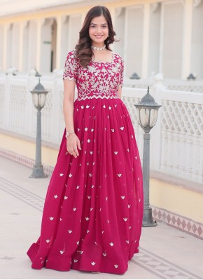 Marvelous Embroidered Faux Georgette Readymade Trendy Gown