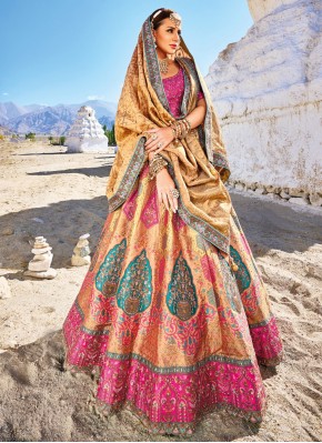 Masterly Banarasi Silk Multi Colour Embroidered Designer Lehenga Choli