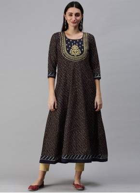 Masterly Cotton Sequins Blue Party Wear Kurti